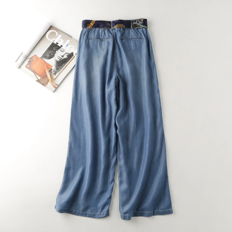 デニム ワイドパンツ レディース デニムパンツ UVカット 冷感素材 接触冷感 冷感 ガウチョパンツ スカーチョ パンツ ゆるパンツ ボトムス ひんやり 薄手 春 夏 秋 ウエストゴム 無地 着痩せ 美脚 通勤 ゆったり 20代 30代 40代 50代