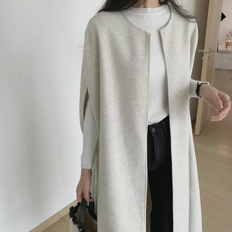 【送料無料】コート ウール混 ベスト ポンチョ ジレ ロング丈 ケープ マント ショール レディース アウター ジャケット 無袖 防寒 春 秋 冬 オフィス フォーマル 結婚式 通勤 OL