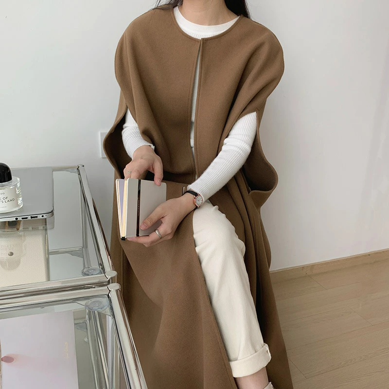 【送料無料】コート ウール混 ベスト ポンチョ ジレ ロング丈 ケープ マント ショール レディース アウター ジャケット 無袖 防寒 春 秋 冬 オフィス フォーマル 結婚式 通勤 OL