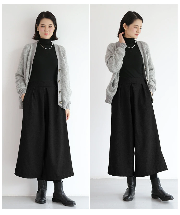 【送料無料】ワイドパンツ レディース 春 秋 スラックス ロングパンツ ロング レディース 9分丈 ガウチョパンツ 春秋 パンツ 無地 キレイめ ハイウエスト 美脚 黒パンツ 9分パンツ コーデ シンプル 着痩せ 通勤 オフィス OL