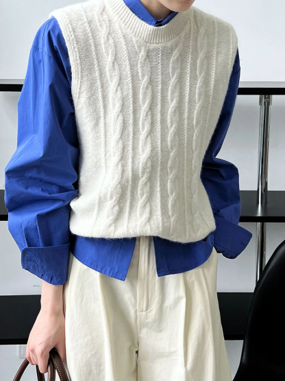 ★Knit vest おしゃれ レイヤードコーデ ニットベスト 送料無料 ♪