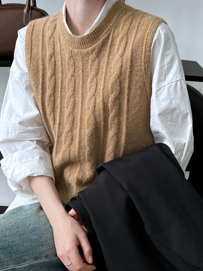 ★Knit vest おしゃれ レイヤードコーデ ニットベスト 送料無料 ♪