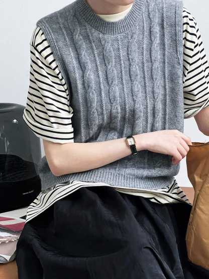 ★Knit vest おしゃれ レイヤードコーデ ニットベスト 送料無料 ♪