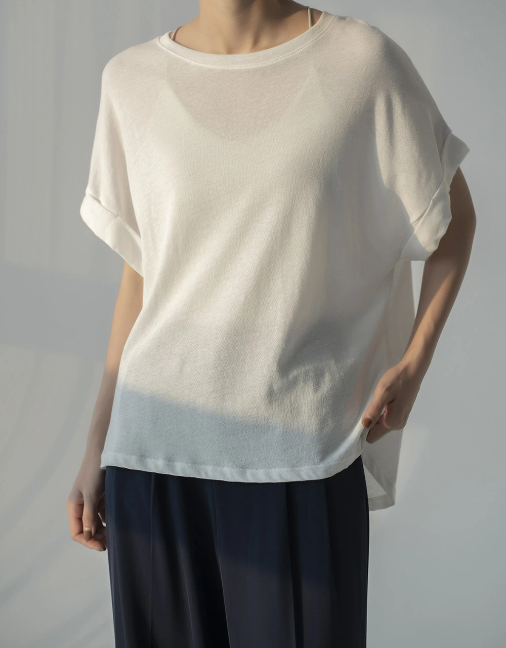 【新色追加!】Tシャツ レディース 半袖 カットソー クルーネック フレンチスリーブ ドルマンスリーブ 綿麻 コットン リネン ロング tシャツ トップス きれいめ インナー ティーシャツ チュニック 体型カバー 大きいサイズ Uネック 丸首 二の腕カバー 無地 春 夏