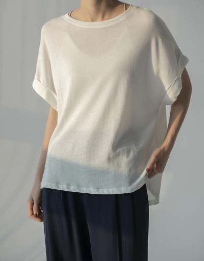 【新色追加!】Tシャツ レディース 半袖 カットソー クルーネック フレンチスリーブ ドルマンスリーブ 綿麻 コットン リネン ロング tシャツ トップス きれいめ インナー ティーシャツ チュニック 体型カバー 大きいサイズ Uネック 丸首 二の腕カバー 無地 春 夏