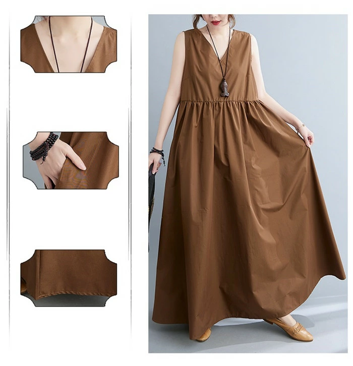ノースリーブワンピース リネンワンピース ノースリーブ ワンピース vネック ワンピース マキシワンピース レディース 夏 マキシ丈 Aライン ゆったり 体型カバー 大きいサイズ シンプル おしゃれ きれいめ 涼しい 秋 大人可愛い