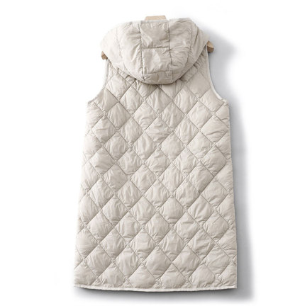 中綿ベスト ダウンベスト キルティング レディース フード付き キルティングベスト ロングジレ 大きいサイズ ジレ ジャケット ベスト 中綿 フェイクダウン