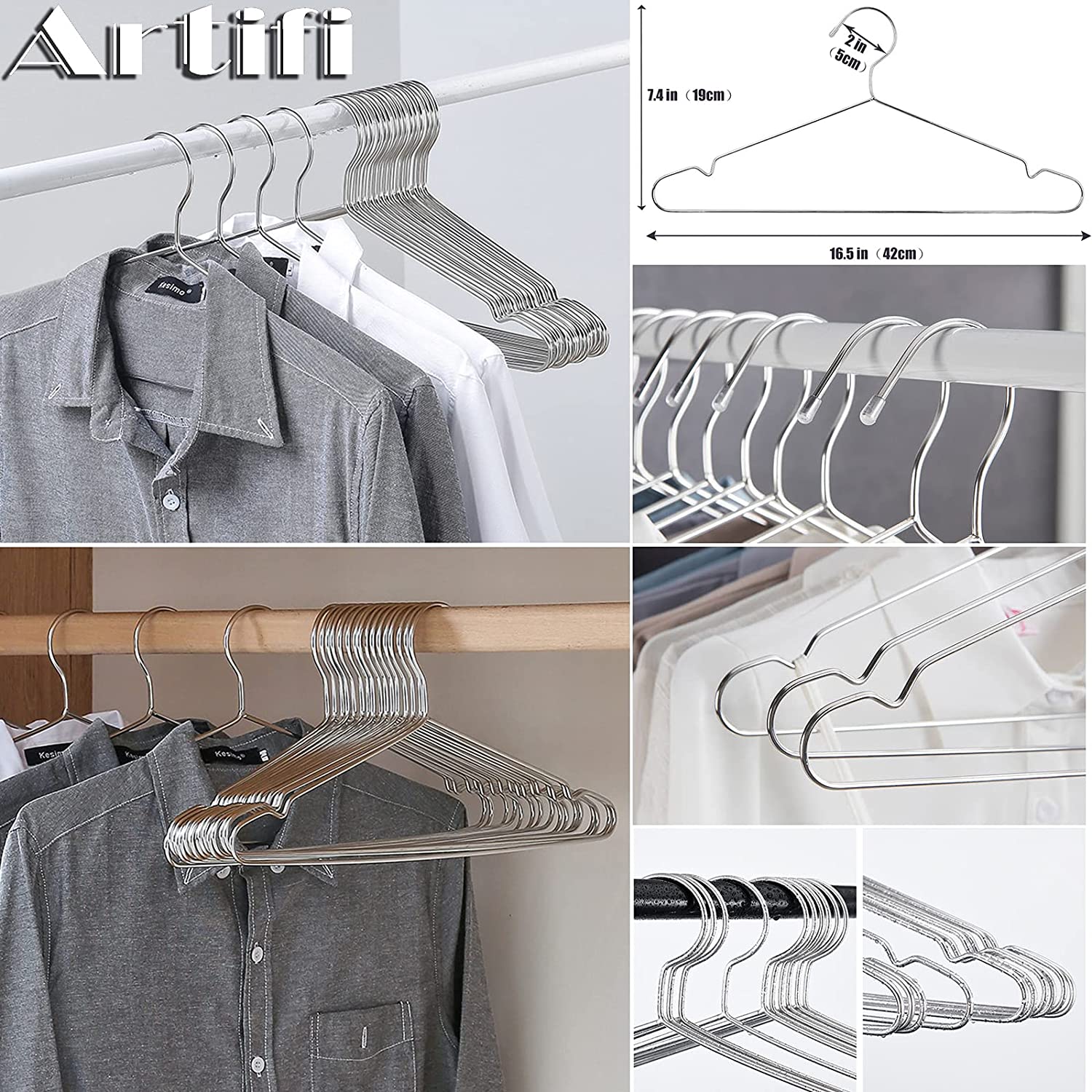 ハンガー ステンレス ステンレスハンガー 40本 ズボンハンガー 10本 ズボン スカート 跡がつかない 肩 滑らない 頑丈 錆びにくい 曲がらない スリムタイプ 省スペース 収納便利 乾湿両用 かさばらない