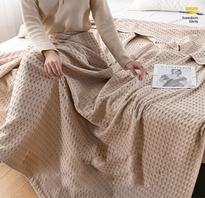 タオルケット　ワッフル　綿100%　シングル　ブランケット　150*200cm　やわらかな肌触り　エアーケット　キルトケット　春夏　秋冬　オールシーズン　吸湿速乾　抗菌　肌掛け　毛布　丸洗い可能　おしゃれ　掛けふとん　毛玉が出ない　昼寝　車用
