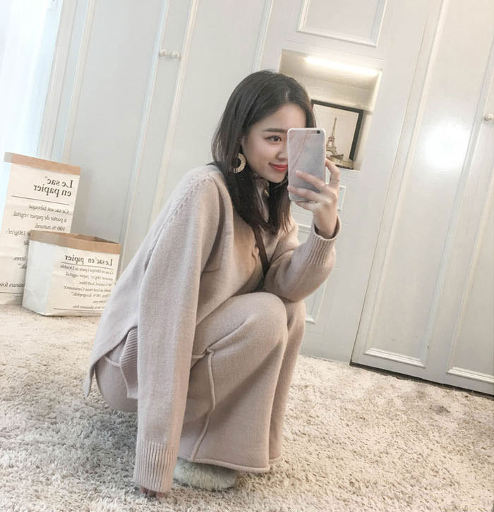 セットアップ リブ ニット ワイドパンツ 2色 ニットセットアップ レディース オーバー 着やせ カジュアル ゆるゆる ゆったり 春秋冬 大きいサイズ ハイウエスト 脚長効果 長袖 あったか 保温性 暖かめ 厚手 体型カバー 着瘦せ効果 無地 通勤 入園式 送料無料 20 30 40代