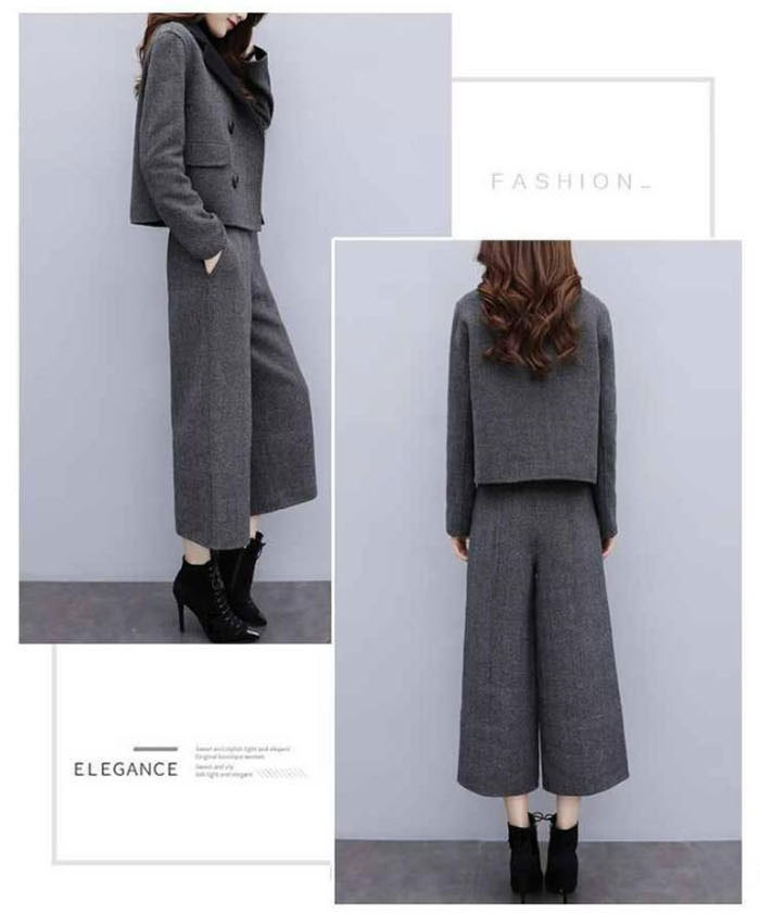 パンツスーツ セットアップ ジャケット ママスーツ ツイード パンツ ワイドパンツ ロングパンツ ハイウエスト レディース スーツ 2点セット パンツドレス 大きいサイズ ゆったりシルエット カジュアル 春 通勤 上下セット 冠婚葬祭用 入学式 卒業式 結婚式 着痩せ