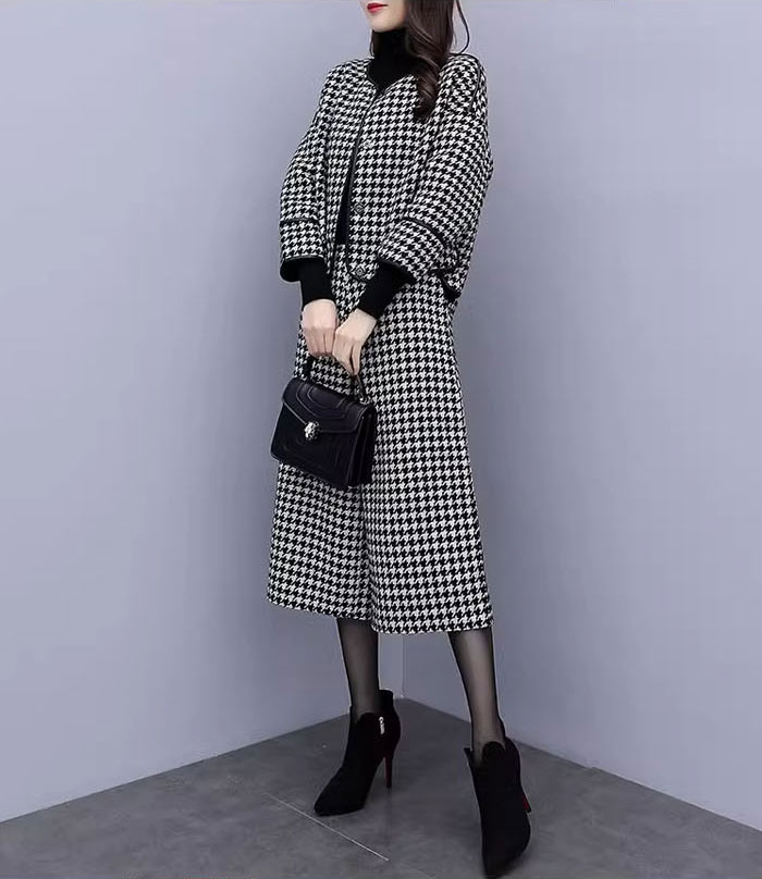 パンツスーツ セットアップ レディース ジャケット ママスーツ 千鳥格子 ツイード パンツ ワイドパンツ ロングパンツ ハイウエスト スーツ 2点セット パンツドレス 大きいサイズ ゆったりシルエット カジュアル 春 通勤 上下セット