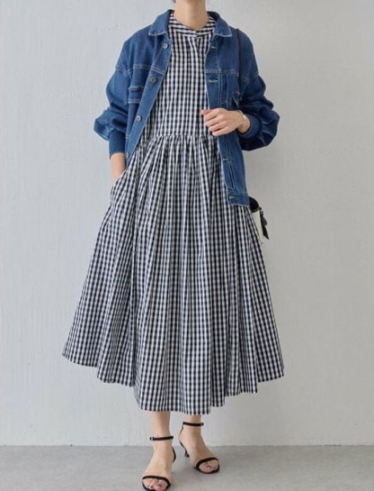 <br>シャツワンピース ワンピース レディース チェック柄 ストライプ ギャザー プリーツ 大きいサイズ ミモレワンピース 楽ちん 通勤 ゆったり 30代 40代 長袖  ゆったり 体型カバー マキシ丈 ロング丈 ロングワンピース カジュアル きれいめ