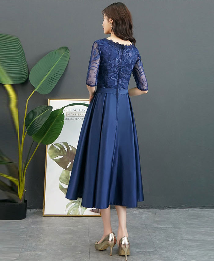 ドレス パーティードレス  ミモレ  丈ミモレ丈 宴会 二次会 結婚式 演奏会 レース ワンピース  五分袖ワンピース ファスナー Aライン フォーマル フェミニン セクシー 無地 忘年会 大きいサイズ ハイウエスト 謝恩会 同窓会 ドレス 発表会 20代 30代 40代 春 夏