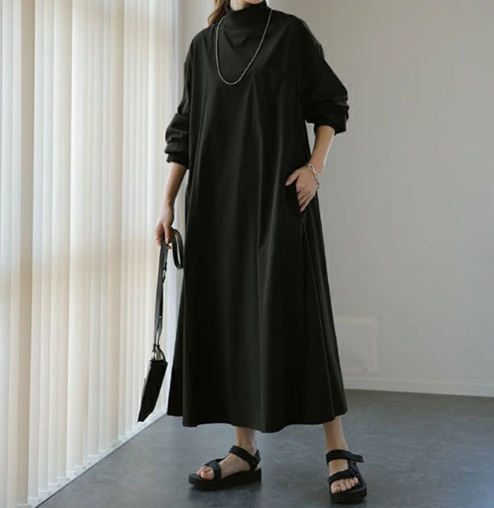 シャツワンピース 秋 きれいめ 大きいサイズ 長袖 ハイネック ロングシャツ ワンピース レディース 春 夏 マキシワンピース シャツワンピ ボーダーシャツワンピース ロング丈 おしゃれ ゆったり カジュアル きれいめ 無地 薄手 送料無料
