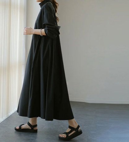 シャツワンピース 秋 きれいめ 大きいサイズ 長袖 ハイネック ロングシャツ ワンピース レディース 春 夏 マキシワンピース シャツワンピ ボーダーシャツワンピース ロング丈 おしゃれ ゆったり カジュアル きれいめ 無地 薄手 送料無料