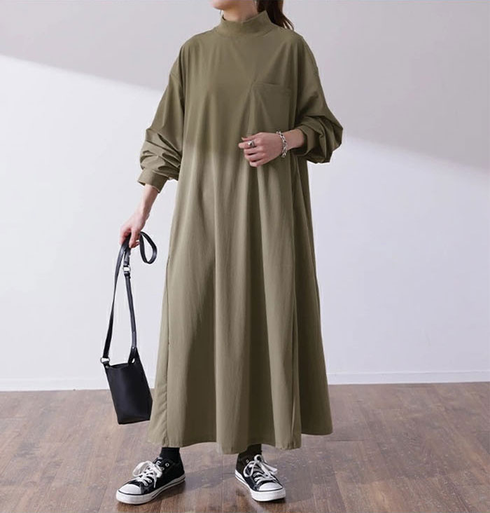 シャツワンピース 秋 きれいめ 大きいサイズ 長袖 ハイネック ロングシャツ ワンピース レディース 春 夏 マキシワンピース シャツワンピ ボーダーシャツワンピース ロング丈 おしゃれ ゆったり カジュアル きれいめ 無地 薄手 送料無料