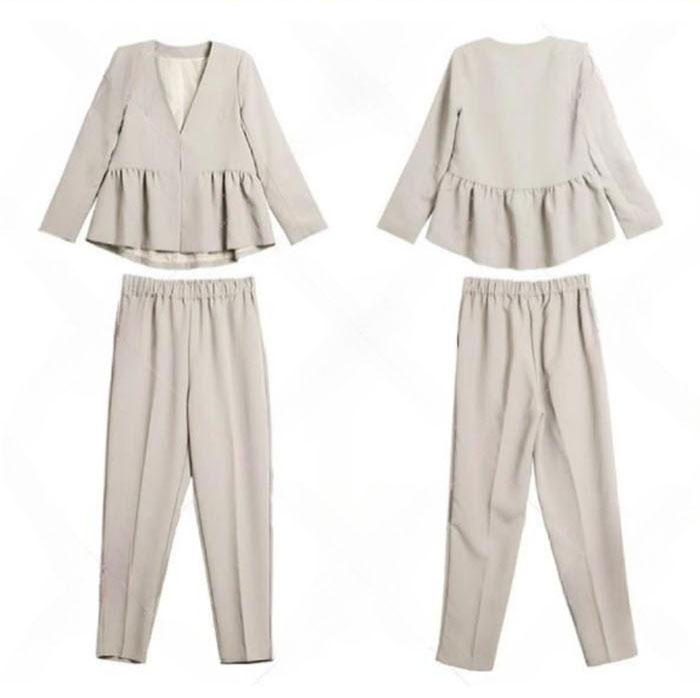 セットアップ ジャケット パンツスーツ ロングパンツ スリムパンツ 9分丈 レディース スーツ マスーツ 2点セット パンツドレス バックギャザー 大きいサイズ おしゃれ カジュアル 春 夏 通勤