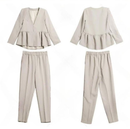 セットアップ ジャケット パンツスーツ ロングパンツ スリムパンツ 9分丈 レディース スーツ マスーツ 2点セット パンツドレス バックギャザー 大きいサイズ おしゃれ カジュアル 春 夏 通勤