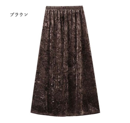 ベルベットスカート Aライン 裏起毛 光沢感 フレアスカート ロングスカート ベロア ボリューム感 プリーツスカート ロング丈 ミモレ丈 レディース 無地 ハイウエスト 体型カバー 可愛い おしゃれ キレイ目