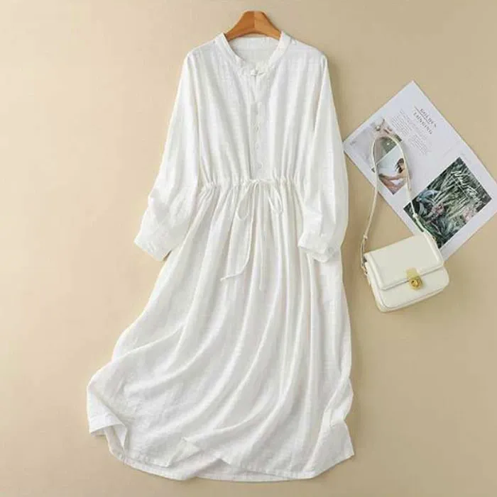 シャツワンピース 長袖 綿麻 無地 シャツワンピ レディース ロング丈 おしゃれ 春 春秋 きれいめ 長袖シャツワンピ シャツ ロングワンピース 体型カバー コットンリネン 柔らか 体型カバー 日常着 カジュアル 大人可愛い ゆるっと 20代 30代 40代 50代