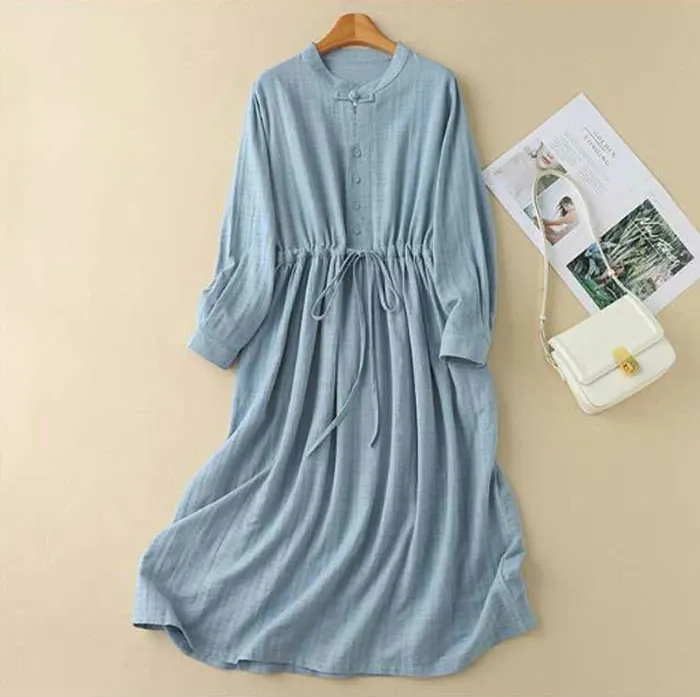 シャツワンピース 長袖 綿麻 無地 シャツワンピ レディース ロング丈 おしゃれ 春 春秋 きれいめ 長袖シャツワンピ シャツ ロングワンピース 体型カバー コットンリネン 柔らか 体型カバー 日常着 カジュアル 大人可愛い ゆるっと 20代 30代 40代 50代