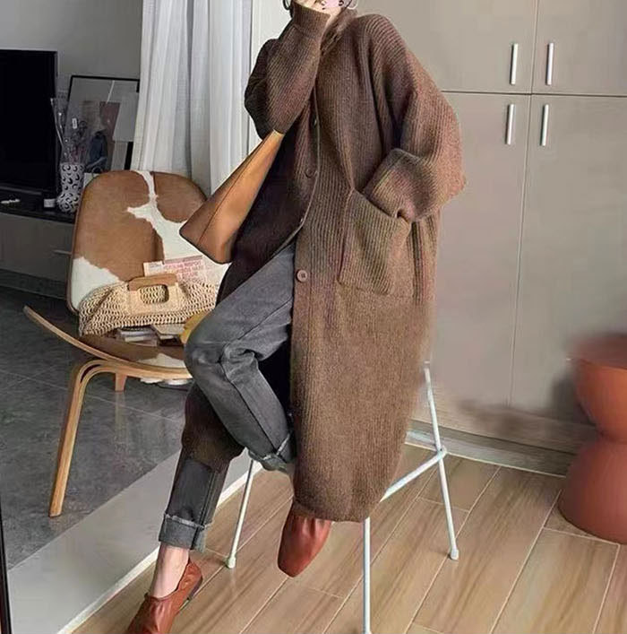 ロングカーディガン ニット ワンピース ハイネック ニットワンピース カーディガン  秋 冬 レディース コート Iライン ロングハイネックワンピース 長袖 秋冬 ニット 長袖ワンピース 大きいサイズ ロング丈 無地 ニットワンピ 2024秋冬新作 20 30 40代