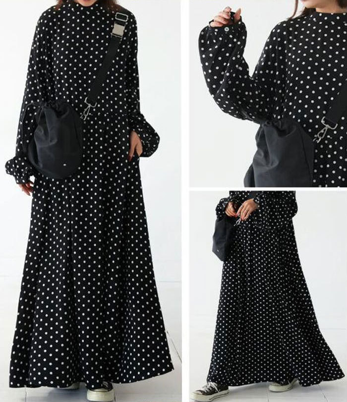 ロングワンピース 長袖 秋冬 レディース きれいめ ドット マキシワンピース 長袖ワンピース 水玉 Aライン 春秋 マキシ丈 ワンピース ビッグシルエット ゆるっと カジュアル ゆったり 大人可愛い 着痩せ 大きいサイズ 送料無料 2024秋冬新作 20 30 40代