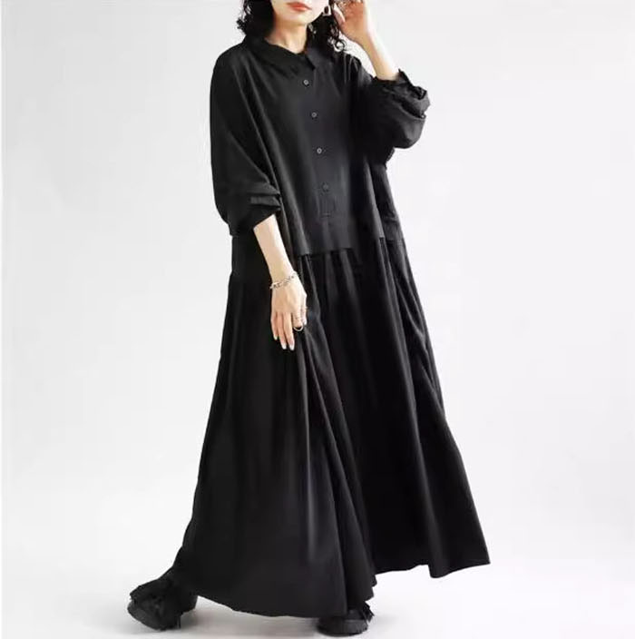 シャツワンピース ロングワンピース 長袖 秋 レディース きれいめ マキシワンピース 長袖ワンピース Aライン 冬 マキシ丈 ワンピース ビッグシルエット ゆるっと カジュアル ゆったり 大人可愛い 着痩せ 大きいサイズ 送料無料 2024秋冬新作 20 30 40代