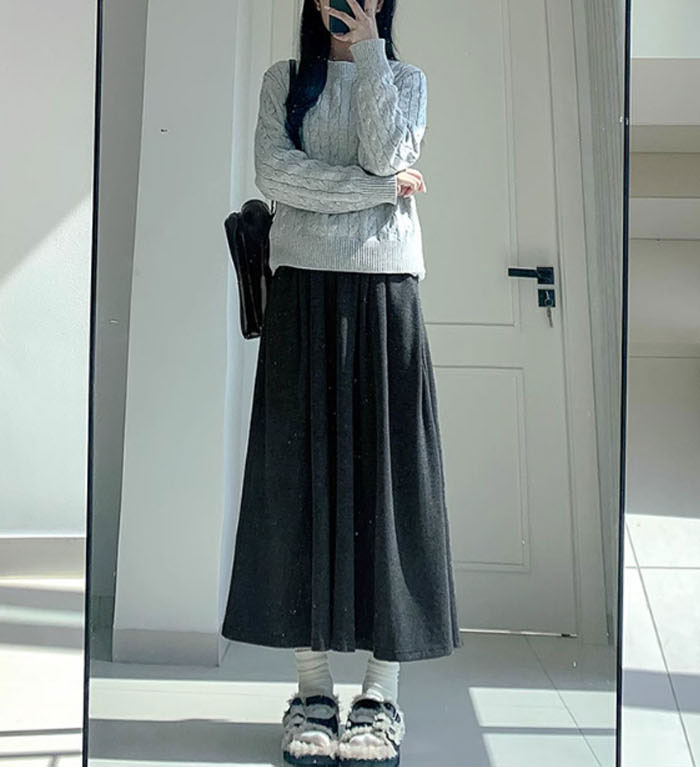 ニットスカート ロングスカート スカート ボトムス レディース ロング ミモレ丈 ニット フレア プリーツ風 無地 ハイウエスト ウエストゴム 春 秋 冬 きれいめ おしゃれ 可愛い 着回し 送料無料 2024秋冬新作 20 30 40代