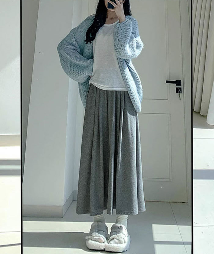 ニットスカート ロングスカート スカート ボトムス レディース ロング ミモレ丈 ニット フレア プリーツ風 無地 ハイウエスト ウエストゴム 春 秋 冬 きれいめ おしゃれ 可愛い 着回し 送料無料 2024秋冬新作 20 30 40代