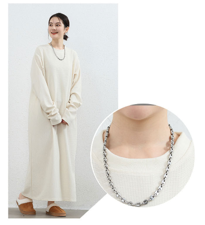 ロングワンピース 春 ロングスカート 長袖 大きいサイズ ワッフル生地 秋 冬 ロング丈 レディース ゆるっと マキシワンピース 30代 40代 ゆったり 体型カバー ビッグシルエット 部屋着 カジュアル きれいめ 送料無料