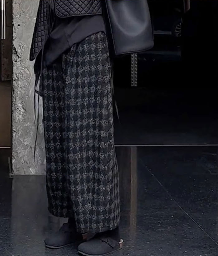 バルーンパンツ チェック柄 暖かめ 保温性 ロングパンツ パンツ ロング丈 レディース 着瘦せ 大きいサイズ ボトムス 秋 春秋 秋冬 シンプル きれいめ カジュアル ロングバルーンパンツ 通勤 日常 ゆったり