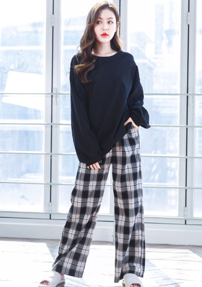 ルームウエア レディース ナイトウエア 2点セット パジャマ コットン100% 長袖 綿 コットン チェック柄 大きいサイズ 無地 可愛い おしゃれ 部屋着 上下セット やわらか お肌にやさしい 春秋冬 洗える 産後 婦人 女の子 パジャマ ママ