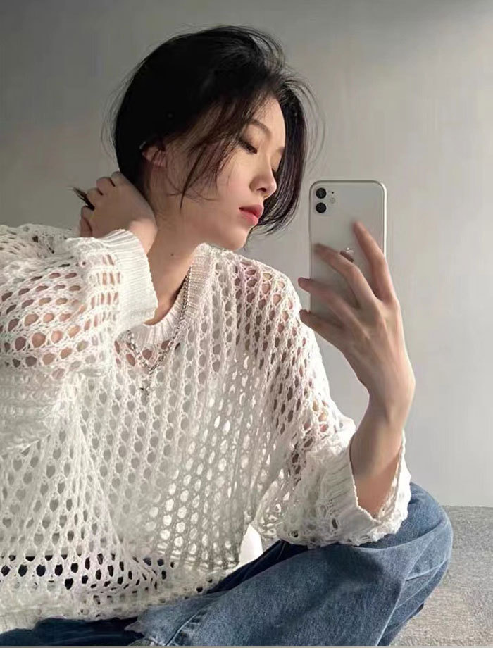 ニット 透かし編み 長袖 プルオーバー メッシュニット サマーニット レディース チュニック パーカー ショート丈 肌見せ 春 夏 透け 黒 トップス セーター uネック ラウンドネック 大きいサイズ ロング丈 UV対策 編み かぎ針編み 秋服 服 通勤 通学