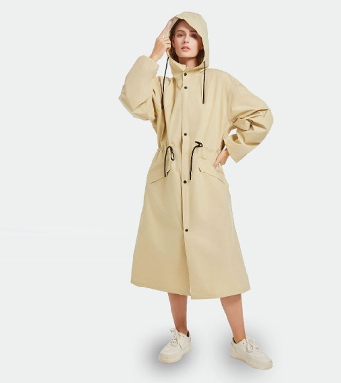 レインコート レディース コート トレンチコート ワンピース 春夏秋 きれいめ ロングワンピース ロング丈 無地 自転車 レインウェア フード付き リュック 大人 防水 雨具 撥水加工 通勤 通学 バイク おしゃれ 膝が濡れない 女性用