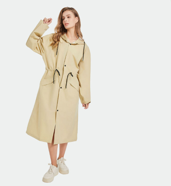 レインコート レディース コート トレンチコート ワンピース 春夏秋 きれいめ ロングワンピース ロング丈 無地 自転車 レインウェア フード付き リュック 大人 防水 雨具 撥水加工 通勤 通学 バイク おしゃれ 膝が濡れない 女性用