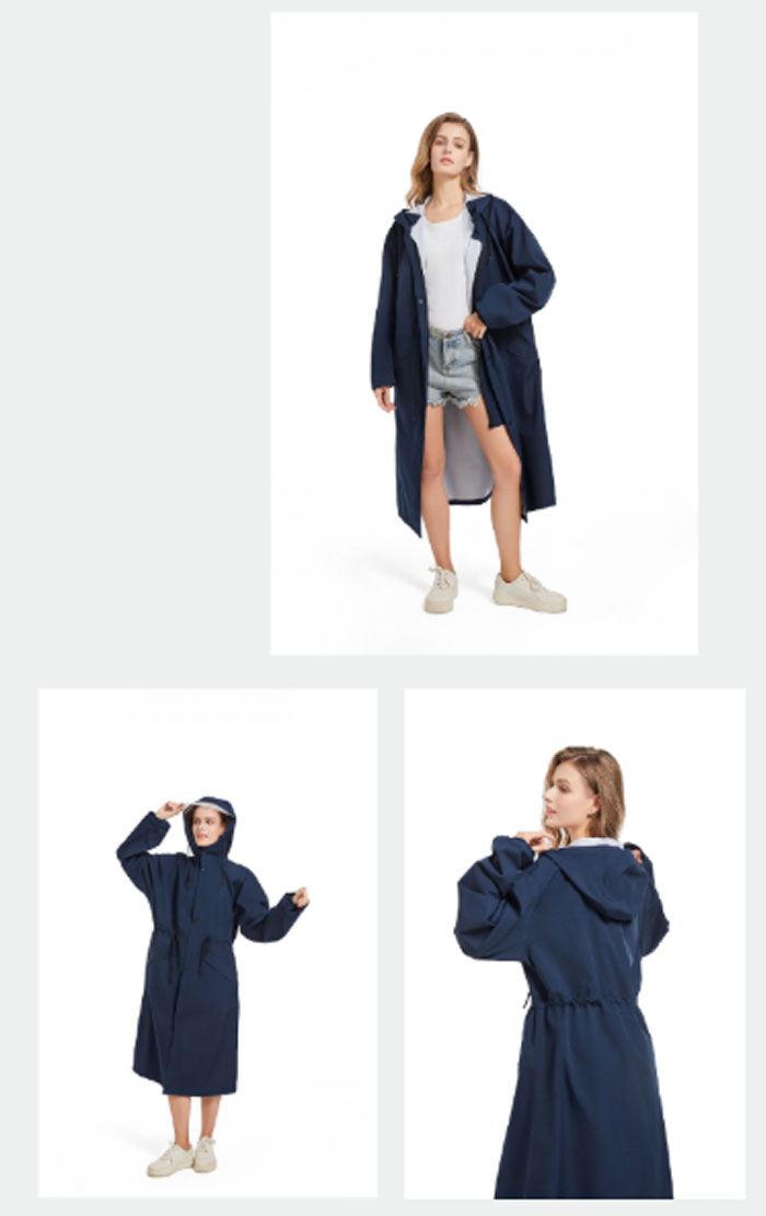 レインコート レディース コート トレンチコート ワンピース 春夏秋 きれいめ ロングワンピース ロング丈 無地 自転車 レインウェア フード付き リュック 大人 防水 雨具 撥水加工 通勤 通学 バイク おしゃれ 膝が濡れない 女性用