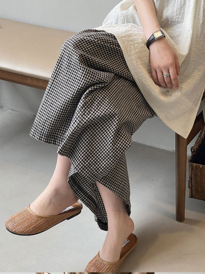 ワイドパンツ レディース ガウチョパンツ チェック柄パンツ 千鳥柄 ワイド ストリート 上品 ゆったり カジュアル きれいめ 大きいサイズ ボトムス ロング ズボン 体型カバー 大きいサイズ ウエストゴム 夏 20代 30代 40代