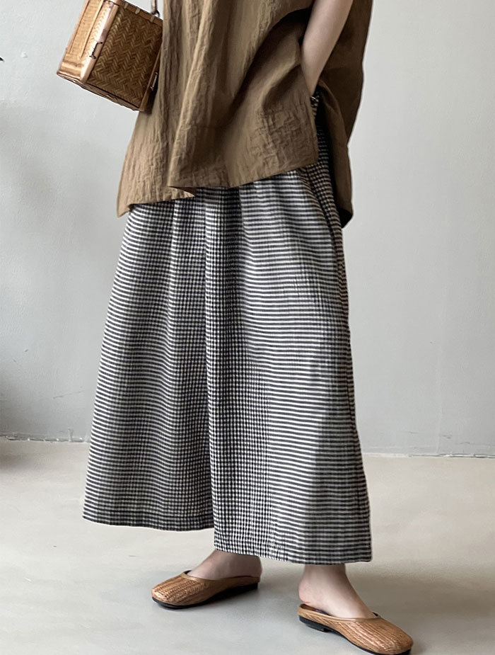 ワイドパンツ レディース ガウチョパンツ チェック柄パンツ 千鳥柄 ワイド ストリート 上品 ゆったり カジュアル きれいめ 大きいサイズ ボトムス ロング ズボン 体型カバー 大きいサイズ ウエストゴム 夏 20代 30代 40代