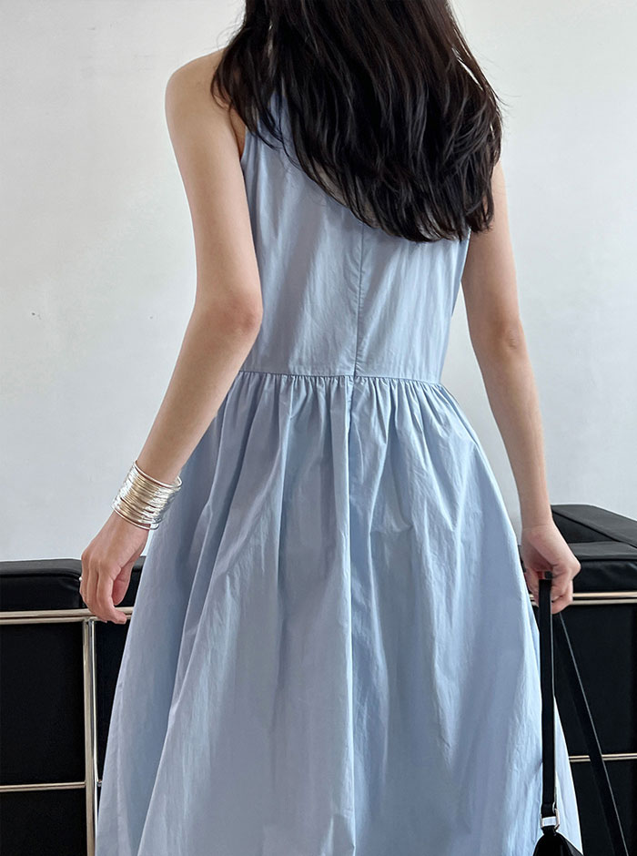 ワンピース 夏 レディース ノースリーブワンピース バルーンワンピース Aライン ロング丈 無地 きれいめ お洒落 高級感 体型カバー 着痩せ シンプル スッキリ カジュアル オフィス 通勤 OL ロングワンピ 送料無料 ゆったり 美シルエット デイリー