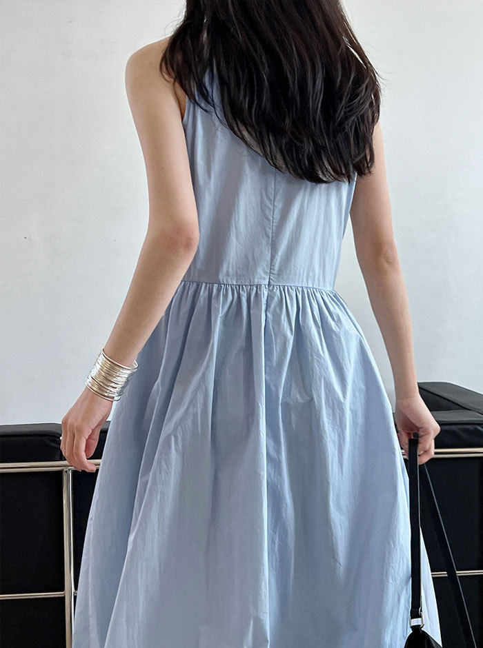 ワンピース 夏 レディース ノースリーブワンピース バルーンワンピース Aライン ロング丈 無地 きれいめ お洒落 高級感 体型カバー 着痩せ シンプル スッキリ カジュアル オフィス 通勤 OL ロングワンピ 送料無料 ゆったり 美シルエット デイリー