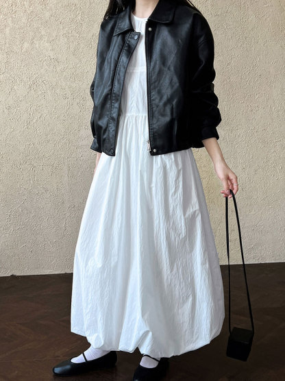 ワンピース 夏 レディース ノースリーブワンピース バルーンワンピース Aライン ロング丈 無地 きれいめ お洒落 高級感 体型カバー 着痩せ シンプル スッキリ カジュアル オフィス 通勤 OL ロングワンピ 送料無料 ゆったり 美シルエット デイリー