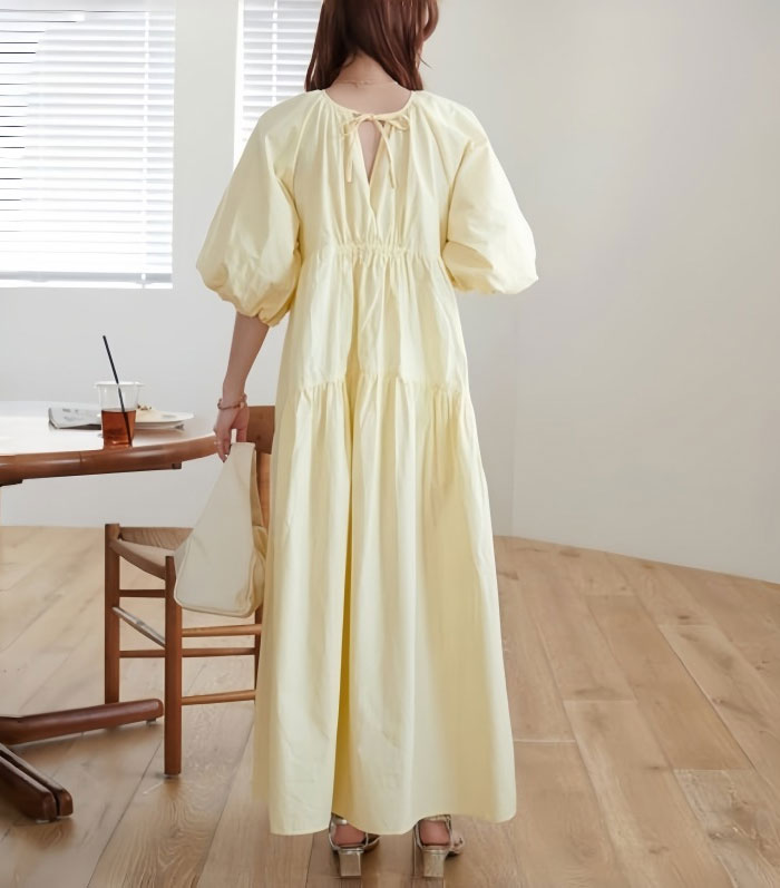 シャツワンピース 五分袖 大きいサイズ ロング レディース バルーン袖 Vネック ティアード マキシワンピース ロングシャツワンピ ぽわん袖 バルーンスリープ プリーツワンピ プリーツ きれいめ マキシ丈 ワンピース ビッグシルエット カジュアル 大人可愛い 送料無料