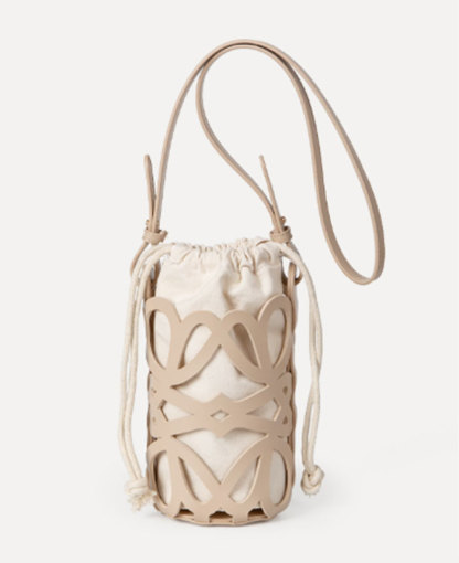 ショルダーバッグ レディース かごバッグ ショルダー バッグ 斜め掛けバッグ スマホショルダーバッグ レザーかごバッグ 巾着バッグ カットワーク 合皮 スマホポーチ ショルダー バケツバッグ かわいい ミニポシェット 携帯便利