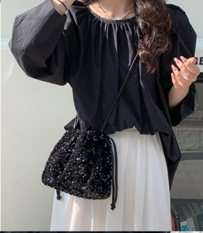 キューブバッグ キラキラ バッグピロー ショルダーバッグ 2way 斜め掛け キューブ型バッグ 小さめ セレモニーバッグ 上質 キューブ バッグ レディース バッグ カジュアル 通勤 フォーマル 黒 プレゼント