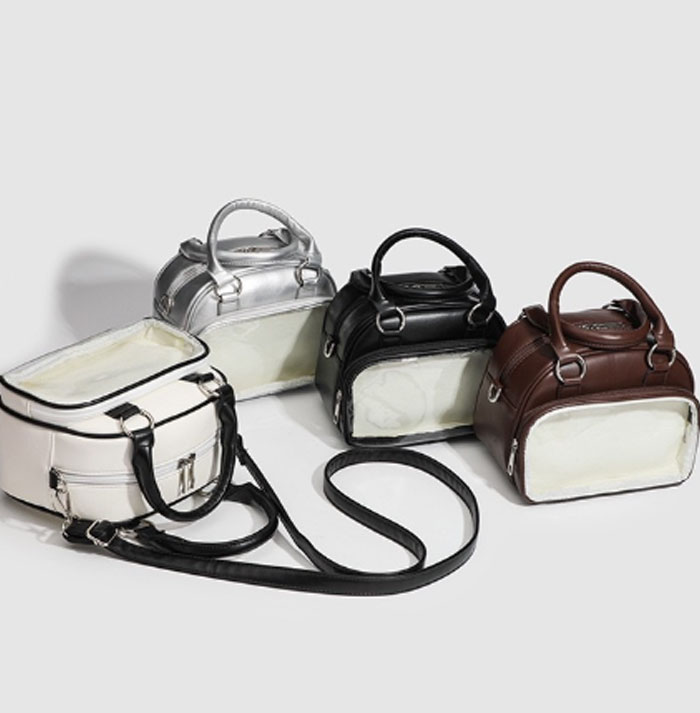 ミニボストンバッグ 小さめ 痛バッグ ショルダー ミニ 軽く ファスナー ぬいぐるみ ぬいポーチ 可愛い 2WAY トート トートバッグ ショルダーバッグ ブラック ホワイト 透明 可愛い シルバー グッズ おしゃれ 人気