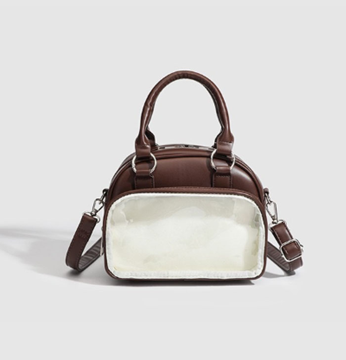 ミニボストンバッグ 小さめ 痛バッグ ショルダー ミニ 軽く ファスナー ぬいぐるみ ぬいポーチ 可愛い 2WAY トート トートバッグ ショルダーバッグ ブラック ホワイト 透明 可愛い シルバー グッズ おしゃれ 人気