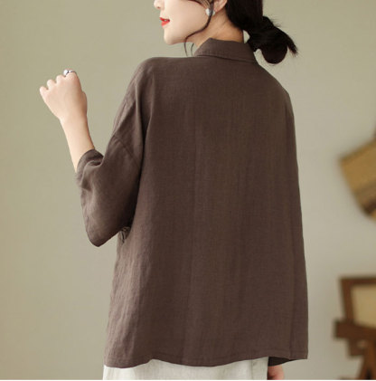 リネン シャツ ブラウス レディース 半袖 麻風 シャツブラウス 綿麻ブラウス スタンドカラー リネンシャツ トップス コットンリネン 着心地 柔らかい おしゃれ 夏 柔らか 半袖シャツ トップス 無地 春 夏 秋 ゆったり 大人可愛い 送料無料