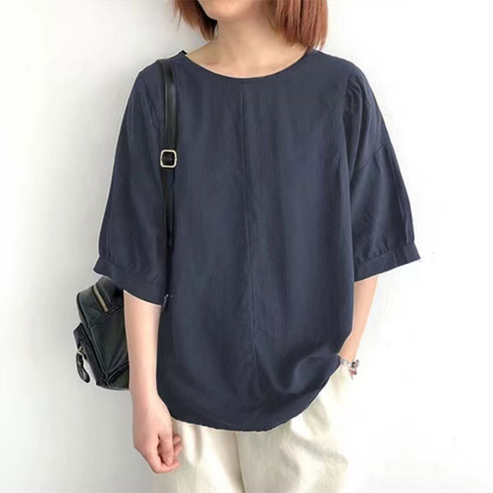 シャツ 映え ギャザー 体型カバー トップス レディース 無地 チュニック 五分袖 大きいサイズ ドルマン ロングシャツ ロング ブラウス オーバーサイズ ゆったり お尻が隠れる 30代 40代